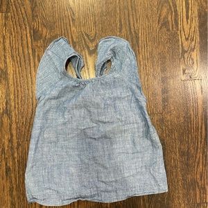 Crewcuts criss cross tank top denim chambray